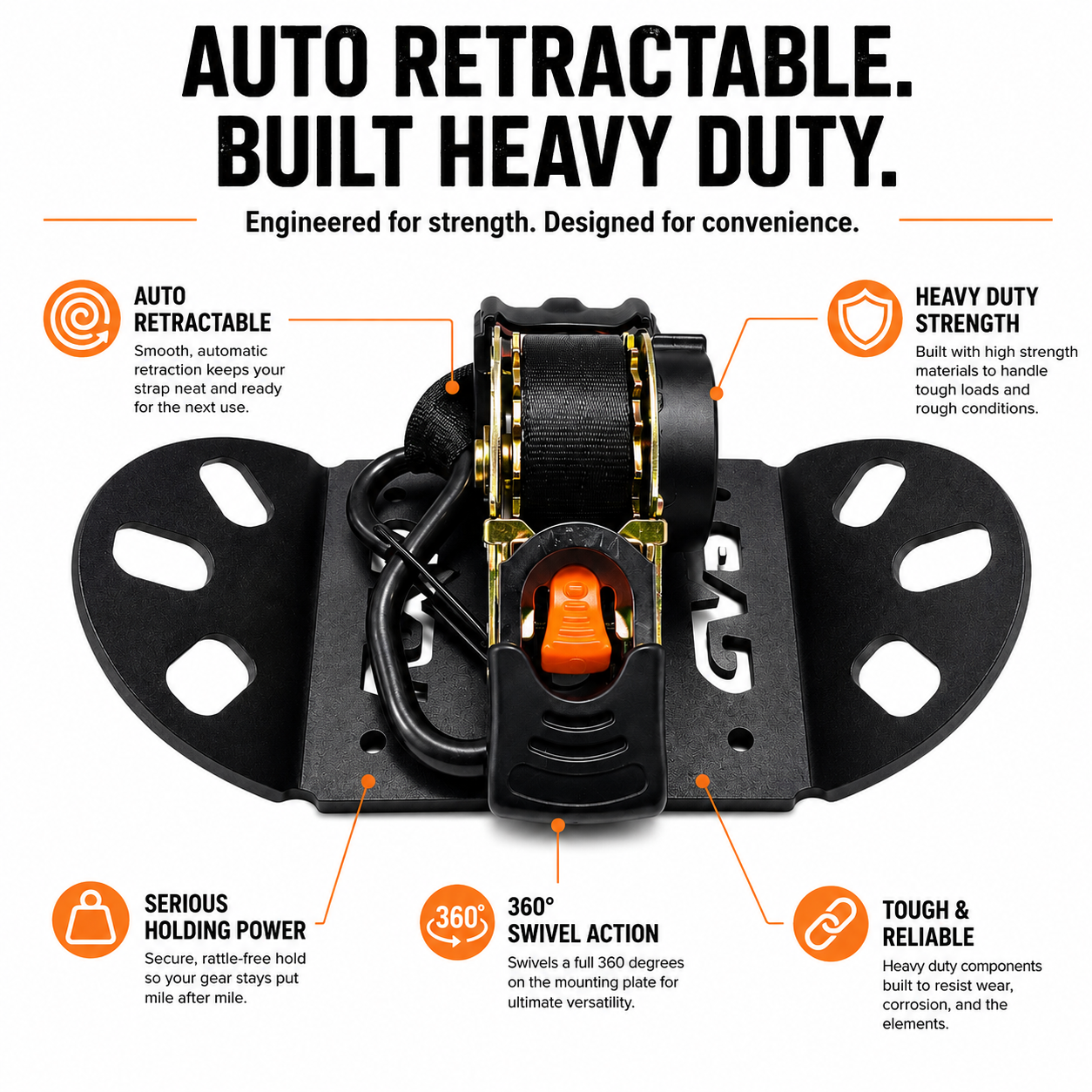 RAD 2.0 — 360° Rotating Mounted Ratchet Straps